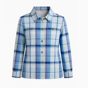 Stio Hutkeeper Light Blue Plaid Button-Up Shirt Jacket EUC Medium